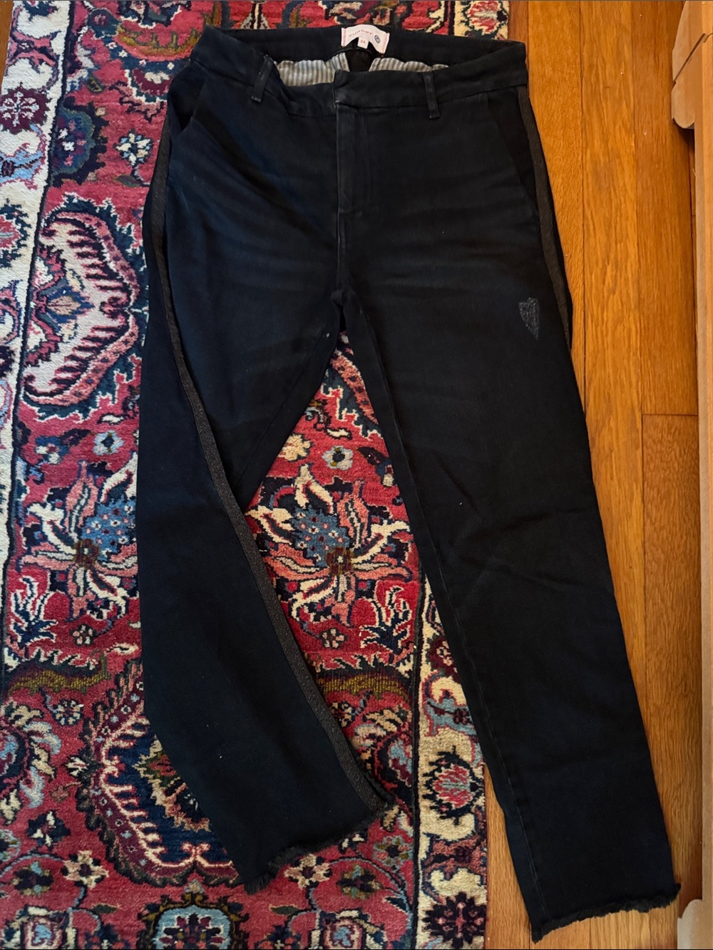 Sundry Black Straight-Leg Black Side-Stripe Denim Trousers with Side Trim